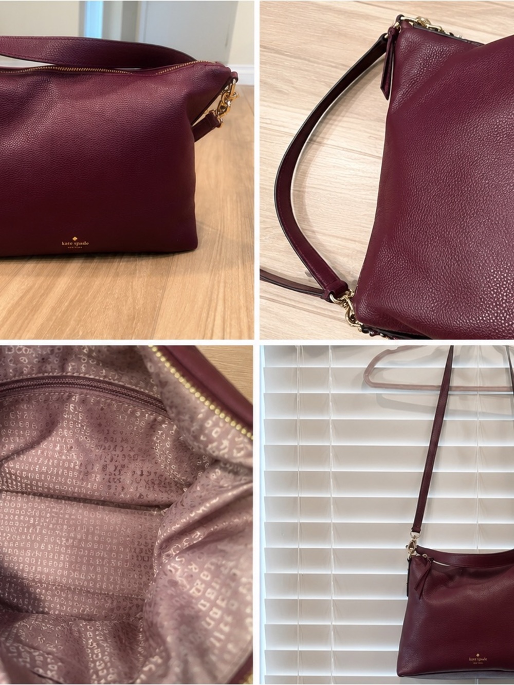 kate spade Pebbled Leather Crossbody Bag in Plum